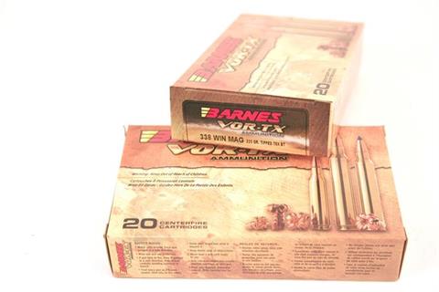 Rifle cartridges - bundle lot Barnes cal..338 Win. Mag., § unrestricted