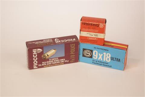 Pistol cartridges 9 x 18 Ultra (9 mm Police), Geco, Hirtenberger and Fiocchi, § B