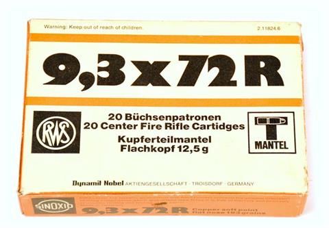 Büchsenpatronen 9,3 x 72 R, RWS, § frei ab 18