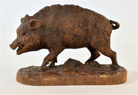 hand carved sculpture wild boar