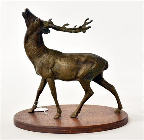 sculpture of roaring red stag, after Hans Müller
