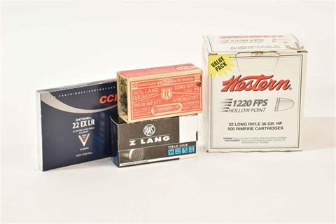 Rimfire cartridges-mixed lot .22 lr, various manuf., § unrestricted