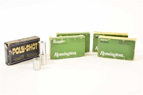 Shotgun cartridges; slugs, buckshot, and dummy cartridges 12 bore - mixed lot, $ frei ab 18