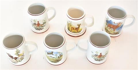 stoneware tankards with game scenes bundle lot