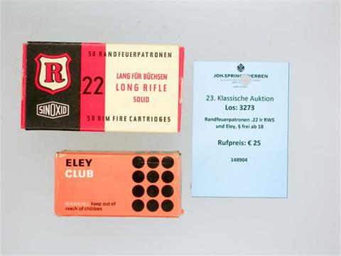 rimfire cartridges ..22 lr. RWS and Eley, § unrestricted
