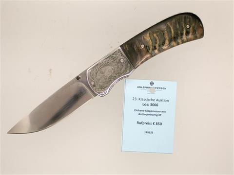 folding knife with antelope horn handle