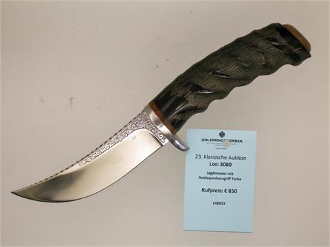 hunting knife with  antelope horn handle Farka