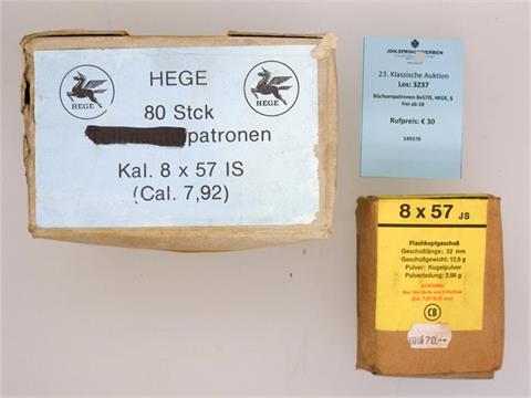 rifle cartridges 8x57IS, HEGE, § unrestricted