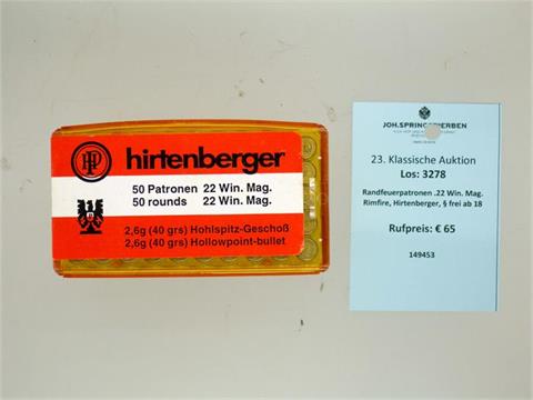 rimfire cartridges .22 WMR, Hirtenberger, § unrestricted