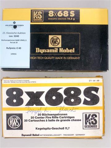 rifle cartridges 8x68 S RWS, § unrestricted