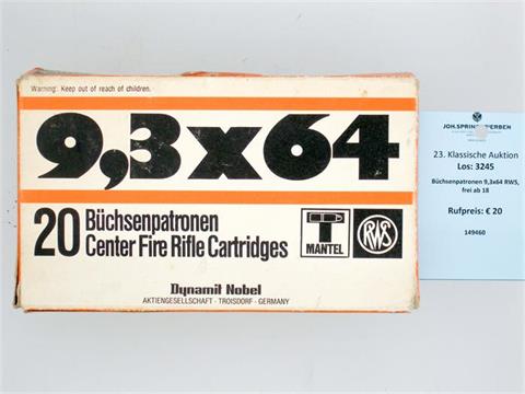 rifle cartridges 9,3x64 RWS, unrestricted