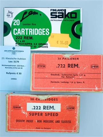rifle cartridges .222 Rem. - bundle lot, § unrestricted