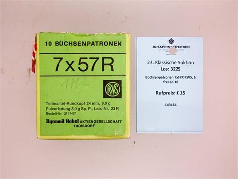 Büchsenpatronen 7x57R RWS, § frei ab 18