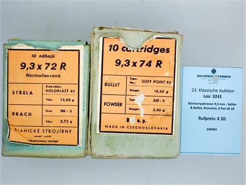 Büchsenpatronen 9,3 mm - Sellier & Bellot, Konvolut, § frei ab 18