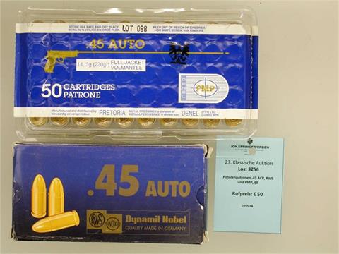pistol cartridges .45 ACP, RWS and PMP, §B