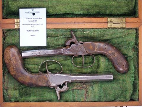 pair of percussion pocket pistols, § unrestricted