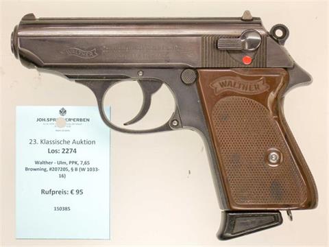 Walther - Ulm, PPK, 7,65 Browning, #207205, § B (W 1033-16)