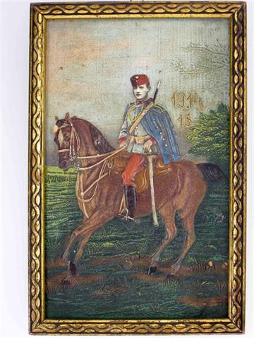 Relief oil print of an Austrian-Hungarian hussar private