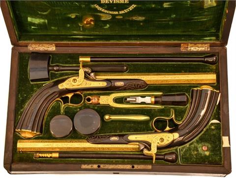 pair presentation pistols percussion, Devisme - Paris, calibre .50, § unrestricted