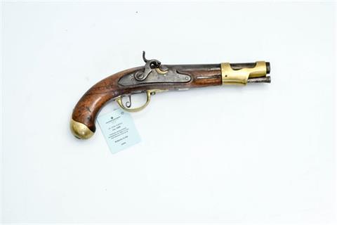 Frankreich, perkussionierte Armeepistole um 1850, 17,5 mm, ohne Nummer, § frei ab 18