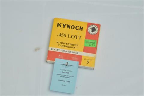 Büchsenpatronen Kynoch .458 Lott, § frei ab 18