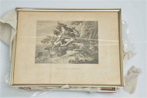 Engravings with hunting motifs bundle lot of 4 items