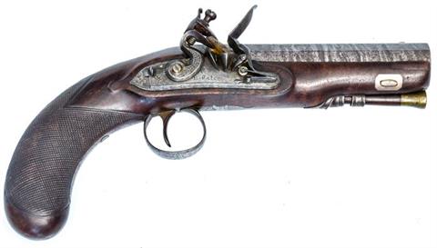 flintlock travel pistol R. Tate - London, calibre 11 mm, #without number, § unrestricted