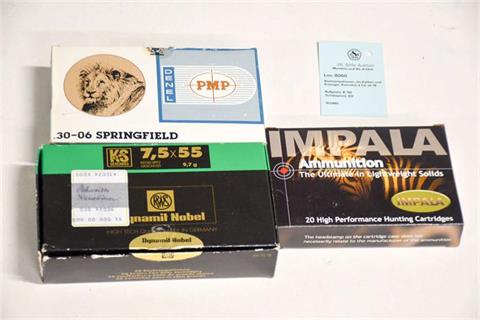 rifle cartridges, variouscalibre and makers, bundle lot, § unrestricted