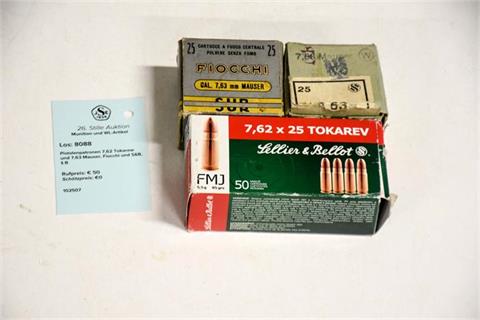 pistol cartridges 7,62 Tokarev and 7,63 Mauser, Fiocchi and S&B, § B