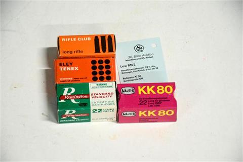 rimfire cartridges .22 lr, various makers, Konfvolut, § unrestricted