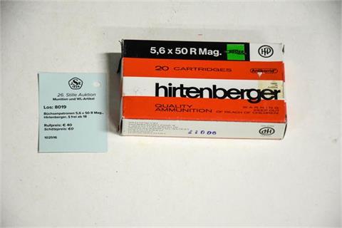 rifle cartridges 5,6 x 50 R Mag., Hirtenberger, § unrestricted