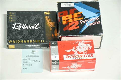 shot cartridges calibre 12, various makers, bundle lot.- § unrestricted
