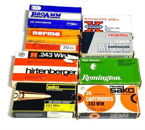 rifle cartridges .243 Win., various makers - bundle lot, § unrestricted