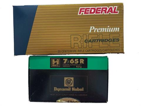 Büchsenpatronen 7x65 R und .375 H&H Magnum, § frei ab 18
