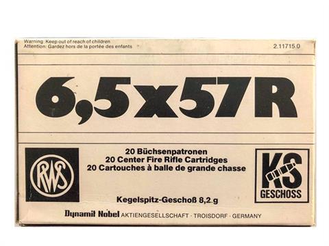 Büchsenpatronen 6,5 x 57 R RWS, § frei ab 18