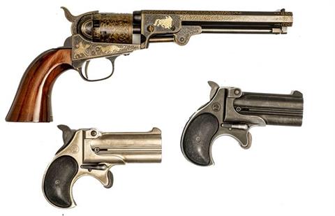 Schreckschuss-Derringer 9 mm Knall und Deko-Revolver, Konvolut von 3 Stück, § frei ab 18