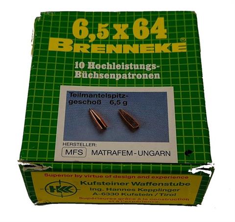 Büchsenpatronen 6,5x64 Brenneke, MFS, § frei ab 18