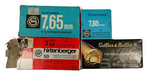 pistol cartridges 7,65 Browning, various manufacturers, bundle lot, § B