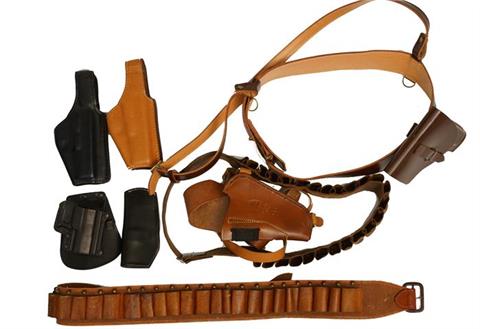 holsters and leather bundle lot - 8 items