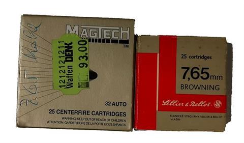 pistol cartridges 7,65 Browning, S&B and Magtech, § B
