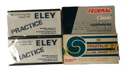 rimfire cartridges .22 lr, Swartklip, Eley and Federal - bundle lot, § unrestricted