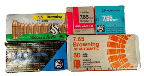 Pistolenpatronen 7,65 Browning, diverse Erzeuger - Konvolut, § B