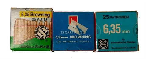 pistol cartridges 6,35 Browning, various manufacturers - bundle lot, § B
