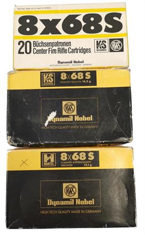 rifle cartridges 8x68 S, RWS, bundle lot, § unrestricted