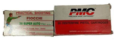 pistol cartridges .38 Super Automatic, PMC and Fiocchi - bundle lot, § B