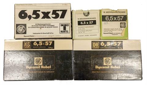 rifle cartridges 6,5x57 RWS, bundle lot, § unrestricted