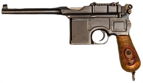 Mauser C96/16 "die rote Neun", Finnlandkontrakt, mit nummerngleichem Anschlagschaft, 9 mm Luger, #113657, § B
