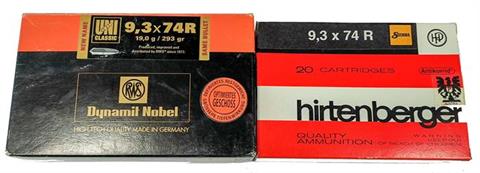 rifle cartridges 9,3x74R Hirtenberger and RWS, § unrestricted
