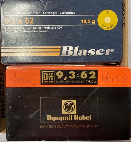 rifle cartridges 9,3 x 62, RWS and Blaser, § unrestricted