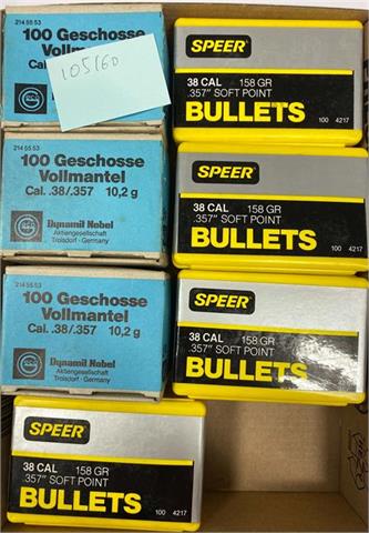 hand loading components - Revolver bullets .38/.357, Speer and Geco - bundle lot